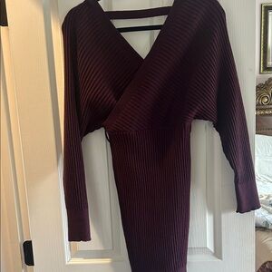 Burgundy Ribbed Knit Dress